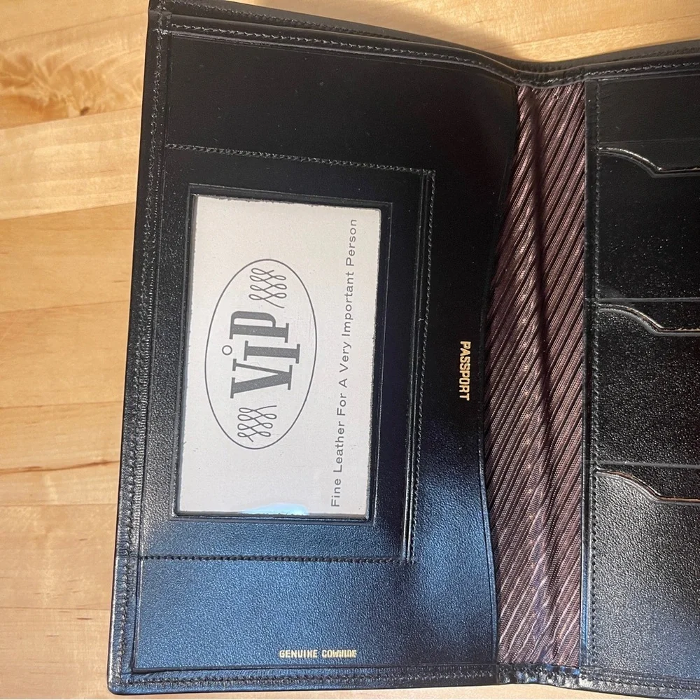 VIP Vintage Black Leather Travel Wallet